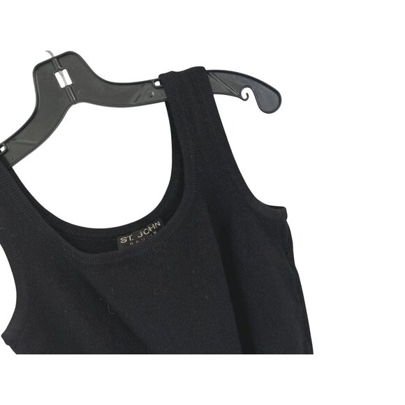 St. John Black Knit Tank Top Sleeveless Scoop Neck Womens Size S - Picture 4 of 9